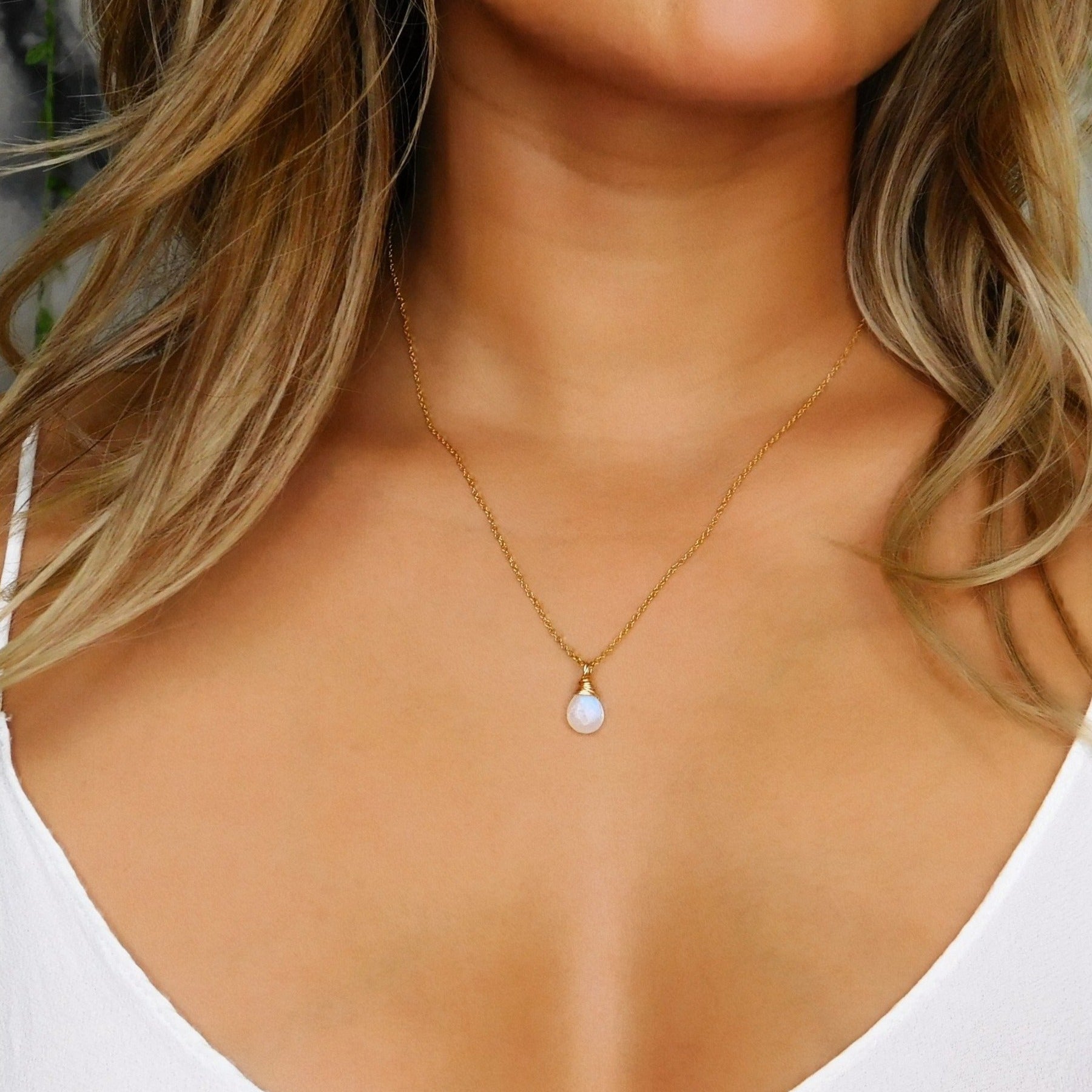 Gold Moonstone Necklace, Three Moonstone Bar Necklace – Fabulous Creations  Jewelry